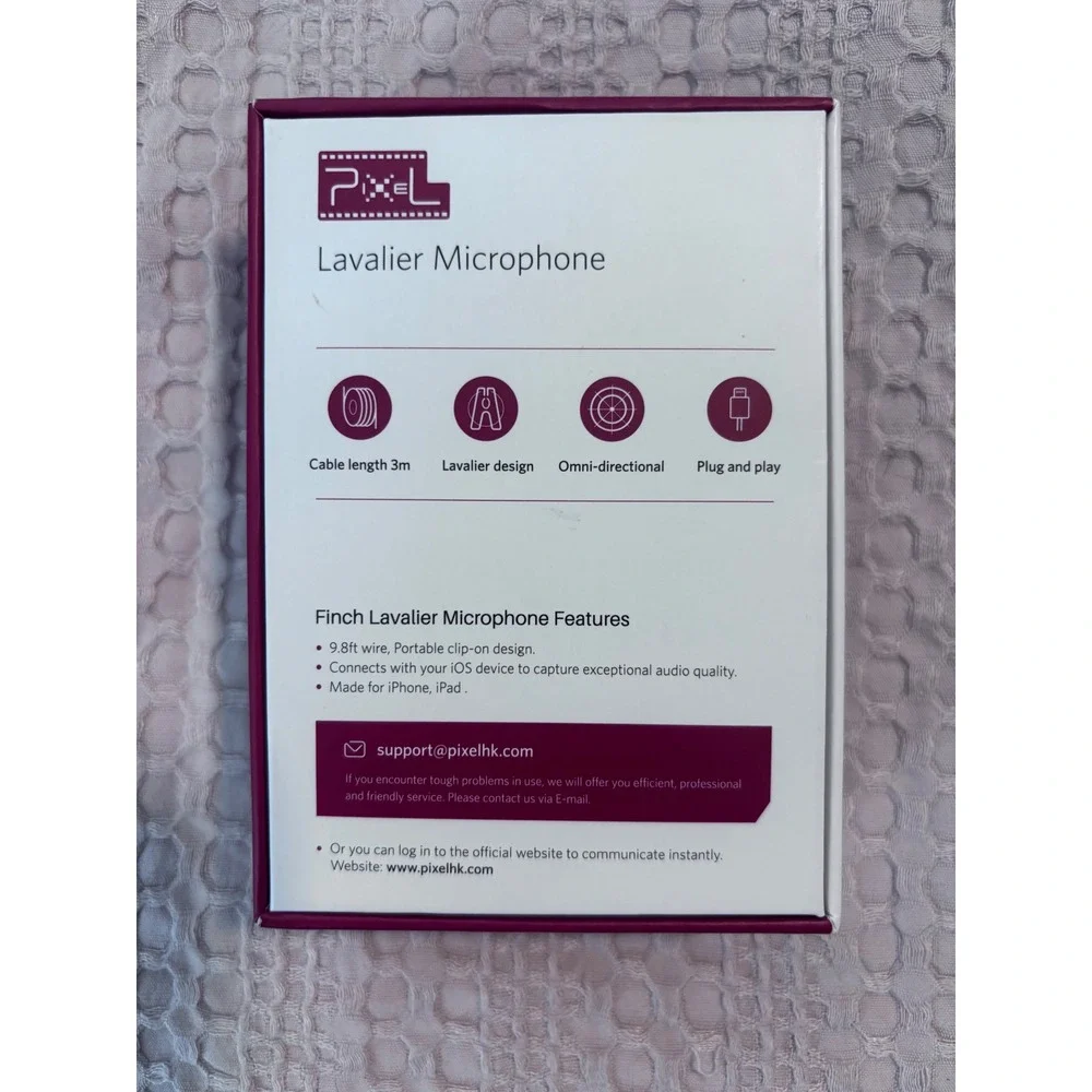 Pixel Lavalier Microphone iPhone iPad Lightning Omnidirectional 10ft Clip-On Mic